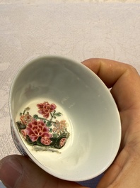 Eight sets of Chinese famille rose cups and eight saucers, Yongzheng/Qianlong