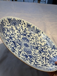 Two Chinese blue and white 'Floral' dishes, Kangxi