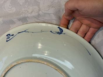 Two Chinese blue and white 'Floral' dishes, Kangxi