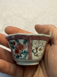 Eight sets of Chinese famille rose cups and eight saucers, Yongzheng/Qianlong
