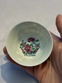 Eight sets of Chinese famille rose cups and eight saucers, Yongzheng/Qianlong
