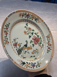 Six Chinese famille rose 'Peacock' plates, Qianlong