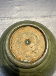 A large Chinese Longquan celadon 'Floral' bowl, Ming