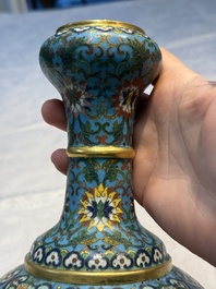 A fine Chinese cloisonn&eacute; garlic-mouth bottle vase with Arabic inscription, Qianlong mark, 20th C.