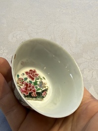 Eight sets of Chinese famille rose cups and eight saucers, Yongzheng/Qianlong