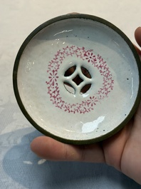 A pair of rare Chinese Canton enamel scent boxes, covers and inner liners, Qianlong