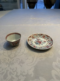 Eight sets of Chinese famille rose cups and eight saucers, Yongzheng/Qianlong