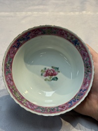 Four Chinese famille rose 'Phoenix and Peony' bowls for the Straits or Peranakan market, Qianlong mark, Republic