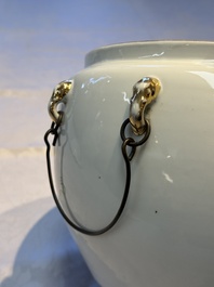 A Chinese famille rose 'Peacock' covered bowl, a candlestick and a stembowl, Guangxu mark and of the period, 19/20th C.