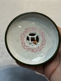 A pair of rare Chinese Canton enamel scent boxes, covers and inner liners, Qianlong