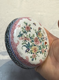 A pair of rare Chinese Canton enamel scent boxes, covers and inner liners, Qianlong