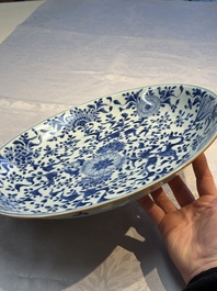 Two Chinese blue and white 'Floral' dishes, Kangxi