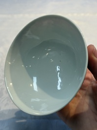 Four Chinese sgraffito ruby-ground 'Dragon' cups and three plates, Qianlong mark, Republic