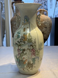 Two Chinese famille rose vases, two jars, a 'Lions' covered teapot and a Buddha, signed Mao Zirong 毛子榮 and Liu Jishun 劉吉順, 19/20th C.