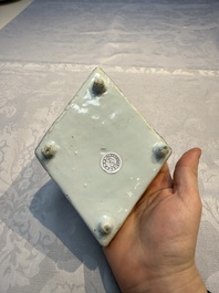 A rare Chinese blue and white Ko-Sometsuke lozenge-shaped inscribed tray for the Japanese market, Tianqi