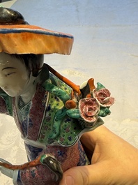 Three Chinese famille rose 'Milefo Buddha', 'Magu' and 'Shoulao' groups, 19/20th C.