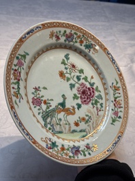 Six Chinese famille rose 'Peacock' plates, Qianlong