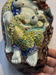 Three Chinese famille rose 'Milefo Buddha', 'Magu' and 'Shoulao' groups, 19/20th C.