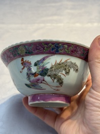 Four Chinese famille rose 'Phoenix and Peony' bowls for the Straits or Peranakan market, Qianlong mark, Republic