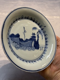 A Chinese blue and white Ko-Sometsuke 'Pavilion' plate for the Japanese market, Tianqi