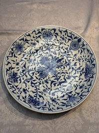 Two Chinese blue and white 'Floral' dishes, Kangxi