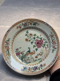 Six Chinese famille rose 'Peacock' plates, Qianlong
