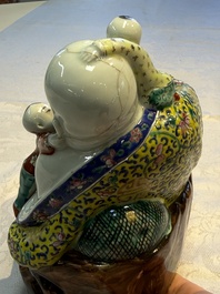 Three Chinese famille rose 'Milefo Buddha', 'Magu' and 'Shoulao' groups, 19/20th C.