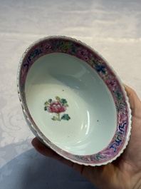 Four Chinese famille rose 'Phoenix and Peony' bowls for the Straits or Peranakan market, Qianlong mark, Republic