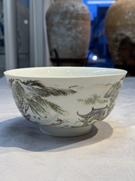 A Chinese qianjiang cai 'Pavilions and Willows' bowl, Republic