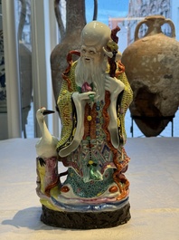 Three Chinese famille rose 'Milefo Buddha', 'Magu' and 'Shoulao' groups, 19/20th C.