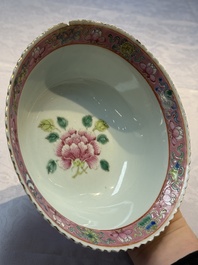 Four Chinese famille rose 'Phoenix and Peony' bowls for the Straits or Peranakan market, Qianlong mark, Republic