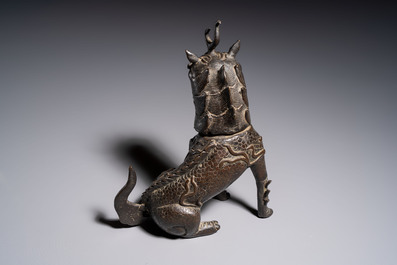 A Chinese bronze 'Qilin' censer, Ming