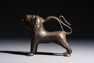 A bronze lion-form aquamanile, Germany, 16th C.