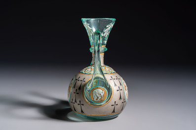 An Orientalist enamelled glass ewer, probably France, 19th C.