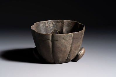 A Chinese bronze 'Mythical Beast' rhyton, Ming