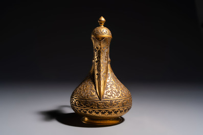 An Ottoman gilt-metal jug with stylised floral design, 19/20th C.