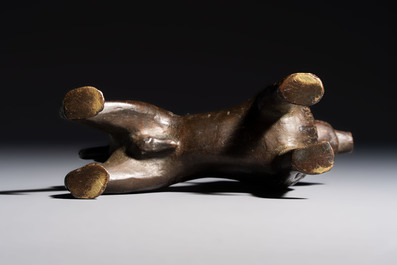 A bronze lion-form aquamanile, Germany, 16th C.