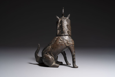 A Chinese bronze 'Qilin' censer, Ming