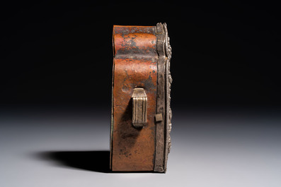 A Tibetan silver and copper Ghau or prayer box, 19th C.