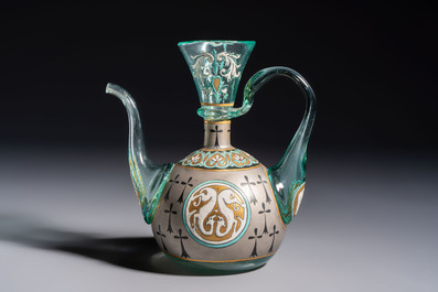 An Orientalist enamelled glass ewer, probably France, 19th C.