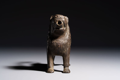 A bronze lion-form aquamanile, Germany, 16th C.