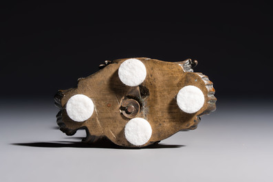 A Chinese parcel-gilt cloisonn&eacute; and bronze 'Conch Shell' Buddhist emblem, 18/19th C.