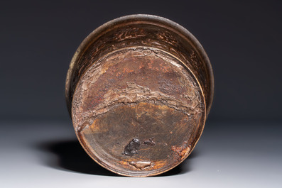 An East Javanese bronze 'Zodiac' bowl, illegibly dated, Majapahit, probably 14th C.