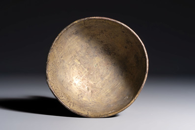 A Chinese silver-lined laque burgaut&eacute; bowl with figural design, Kangxi