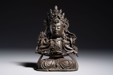 A Chinese bronze figure of Bodhisattva, Ming