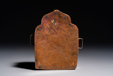 A Tibetan silver and copper Ghau or prayer box, 19th C.