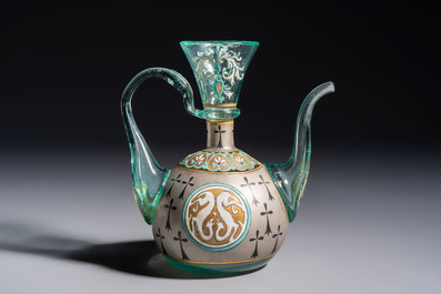 An Orientalist enamelled glass ewer, probably France, 19th C.