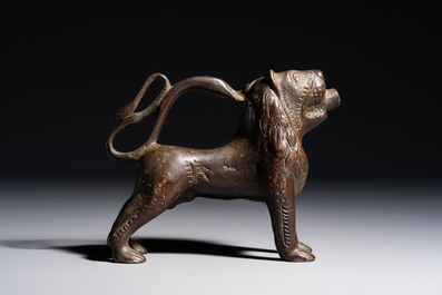 A bronze lion-form aquamanile, Germany, 16th C.