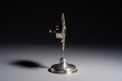 A silver 'Sunburst' reliquary monstrance with a sealed relic of the Cross, Flanders or France, 18th C.