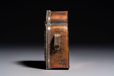 A Tibetan silver and copper Ghau or prayer box, 19th C.